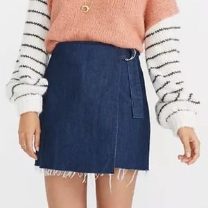 MADEWELL Raw Hem Wrap Mini Skirt Denim Jean 2